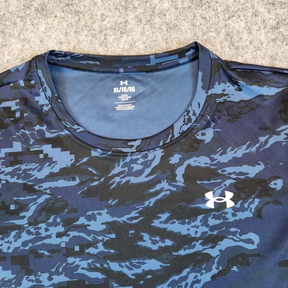 Under Armour Tech T Shirt Women XL Blue Digital Camo Loose Athletic Gym Training - Picture 2 of 9